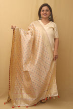 Pastel Banarasi Silk Bandhani Design Dupatta - Luxurion World