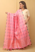 Pink Banarasi Silk Bandhani Design Dupatta - Luxurion World