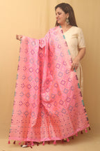 Pink Banarasi Silk Bandhani Design Dupatta - Luxurion World