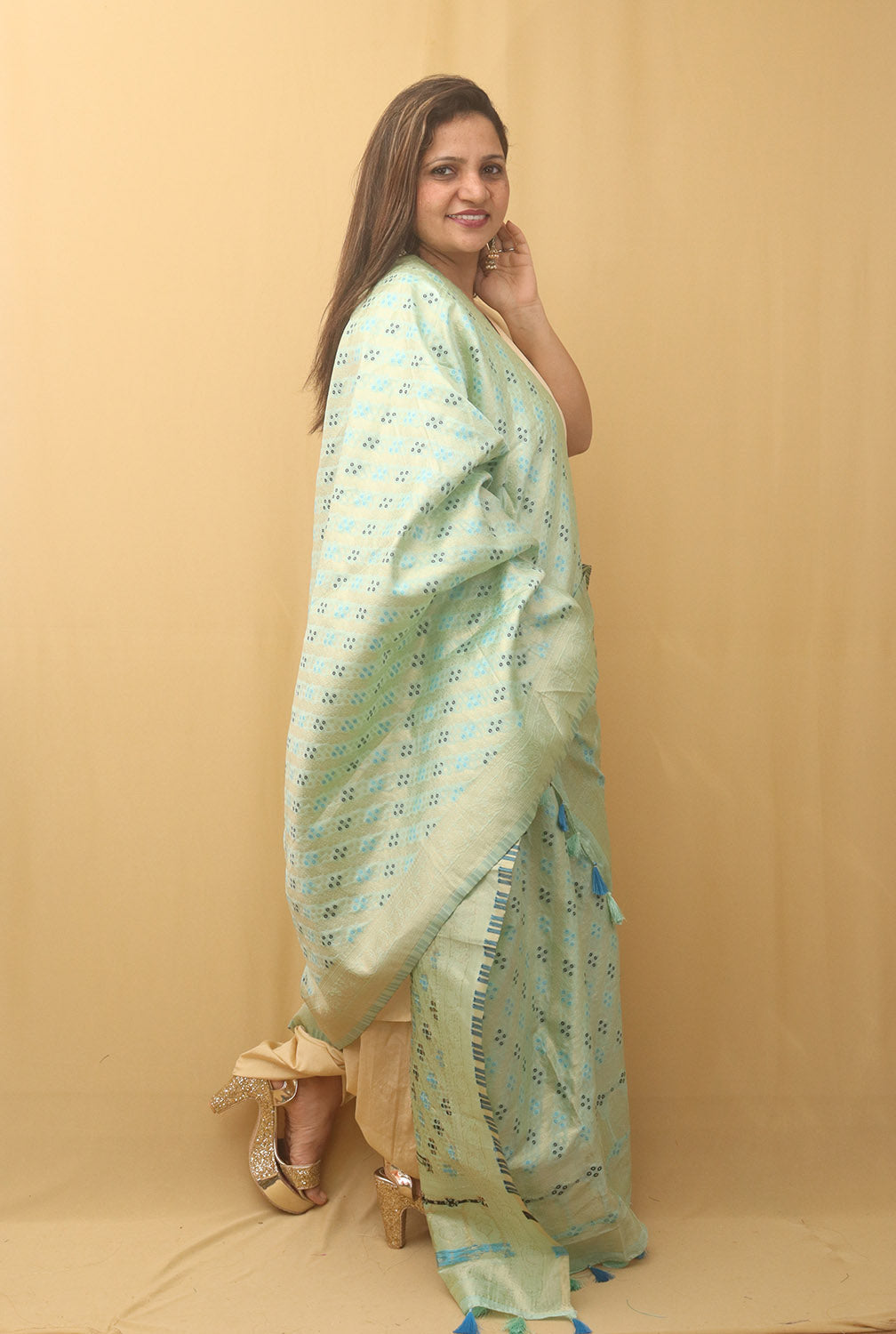 Blue Banarasi Silk Bandhani Design Dupatta - Luxurion World