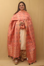 Pink Banarasi Silk Bandhani Design Dupatta - Luxurion World