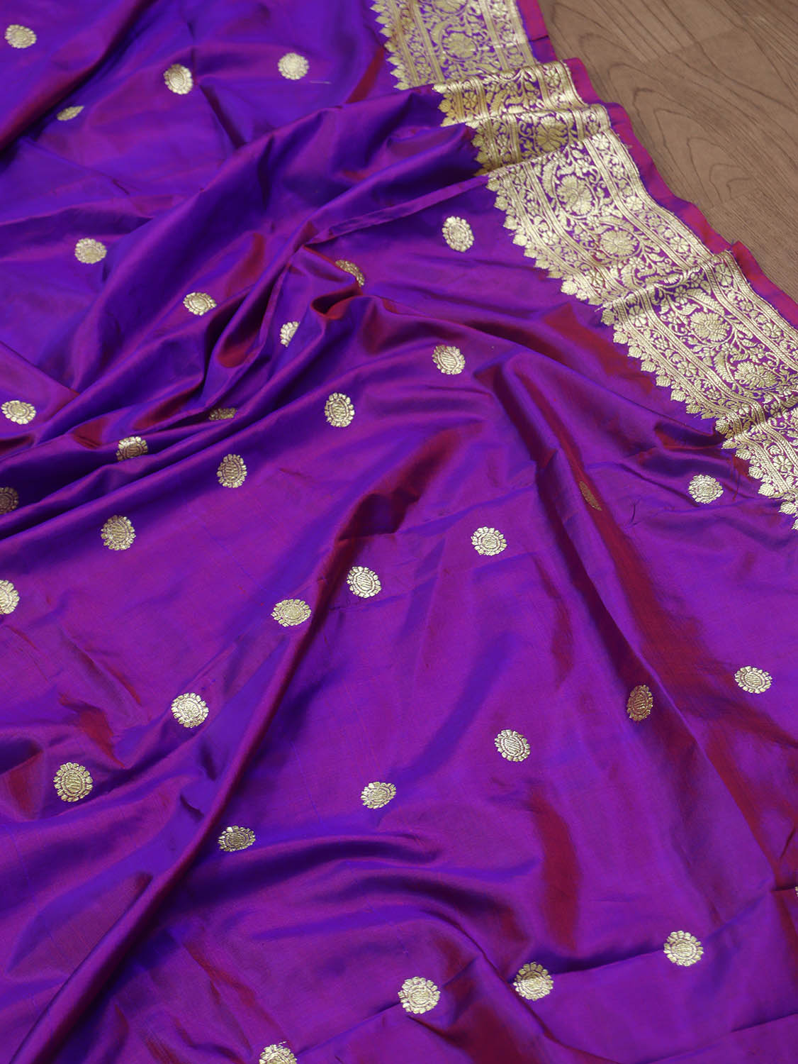Purple Banarasi Handloom Pure Katan Silk Dupatta - Luxurion World