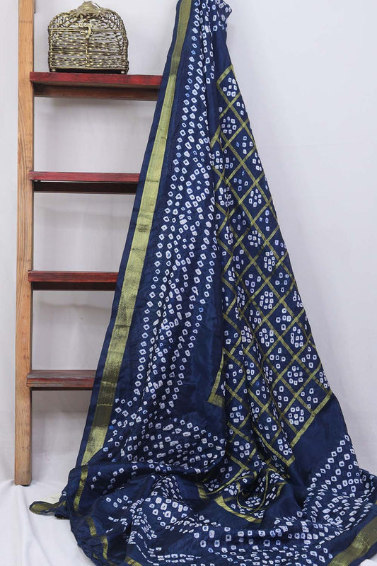 Blue Bandhani Silk Dupatta - Luxurion World