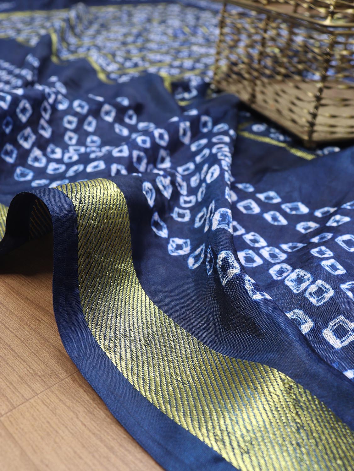 Blue Bandhani Silk Dupatta - Luxurion World