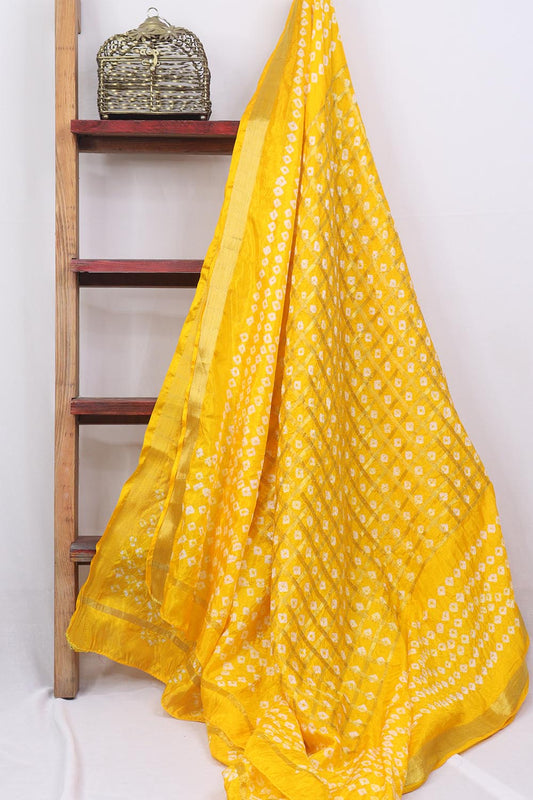 Yellow Bandhani Silk Dupatta - Luxurion World