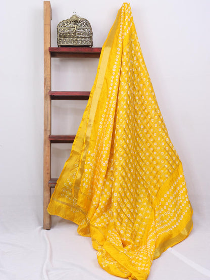 Yellow Bandhani Silk Dupatta - Luxurion World