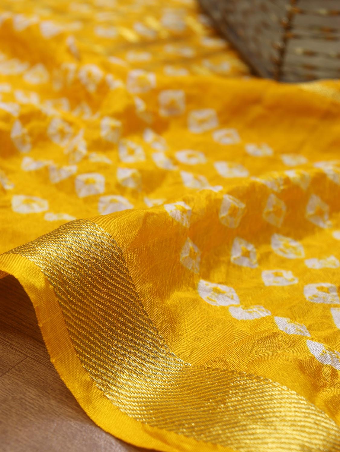 Yellow Bandhani Silk Dupatta - Luxurion World