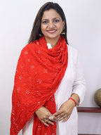 Red Bandhani Georgette Dupatta - Luxurion World