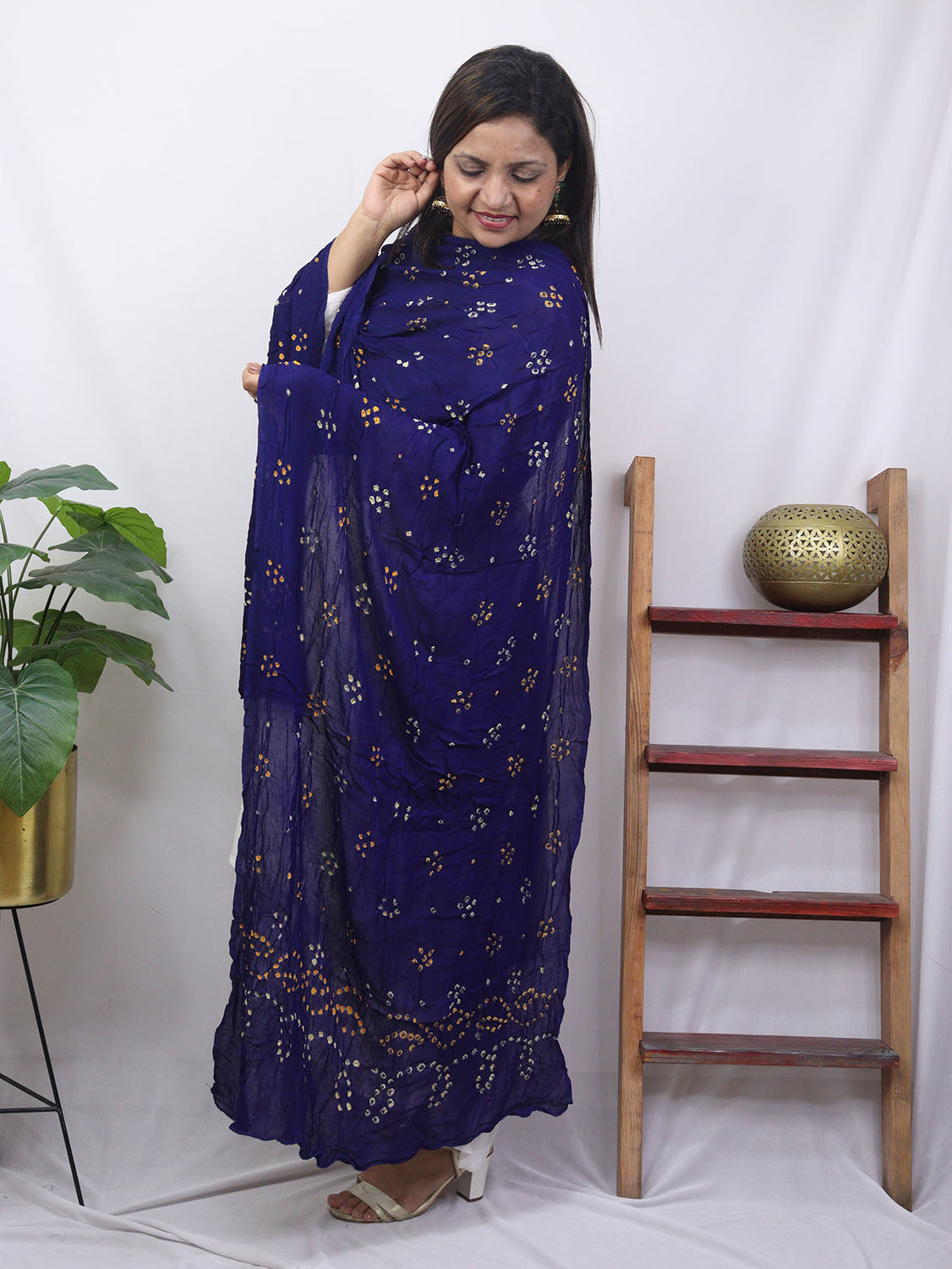 Blue Bandhani Georgette Dupatta - Luxurion World