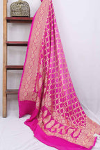 Stunning Pink Banarasi Bandhani Georgette Dupatta with Neemzari Border - Luxurion World