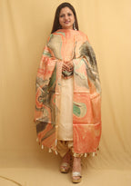Multicolor Marble Print Hand Dye Banana Silk Dupatta - Luxurion World
