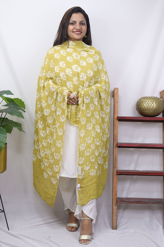 Yellow Batik Georgette Dupatta - Luxurion World