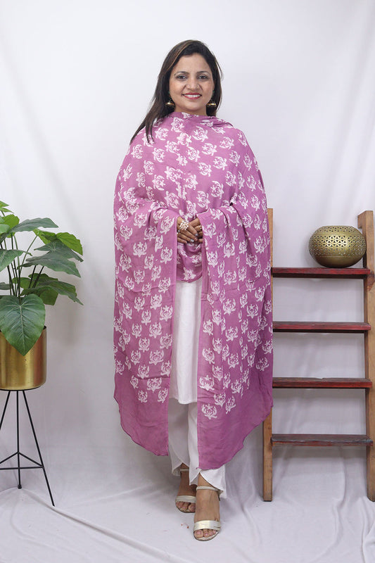 Stylish Block Printed Batik Georgette Dupatta Set - Set of 4 - Luxurion World