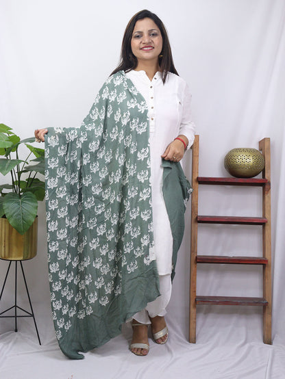 Grey Batik Georgette Dupatta - Luxurion World