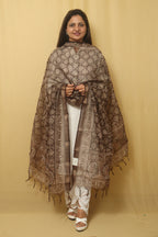 Chic Block Print Chanderi Silk Dupatta in Brown - Stylish Accessory - Luxurion World