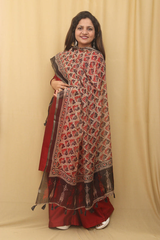 Vibrant Multicolor Block Printed Chanderi Silk Dupatta: A Perfect Accessory for Every Outfit