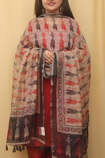 Multicolor Chanderi Silk Dupatta With Elegant Tassel : Timeless Fashion - Luxurion World