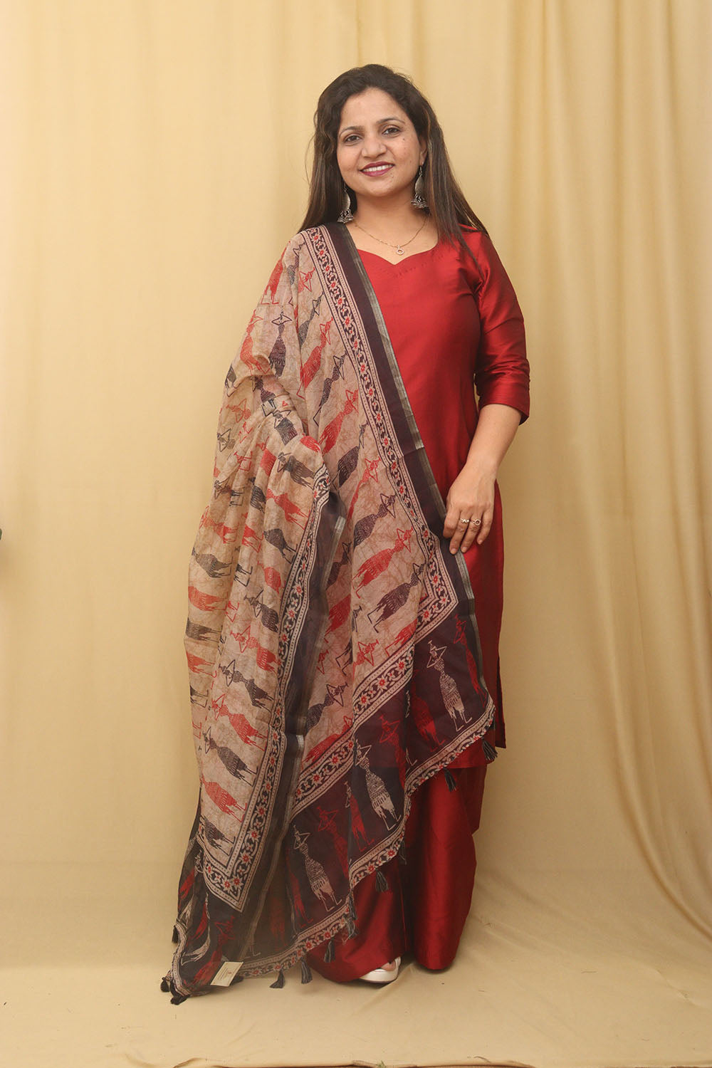 Multicolor Chanderi Silk Dupatta With Elegant Tassel : Timeless Fashion - Luxurion World