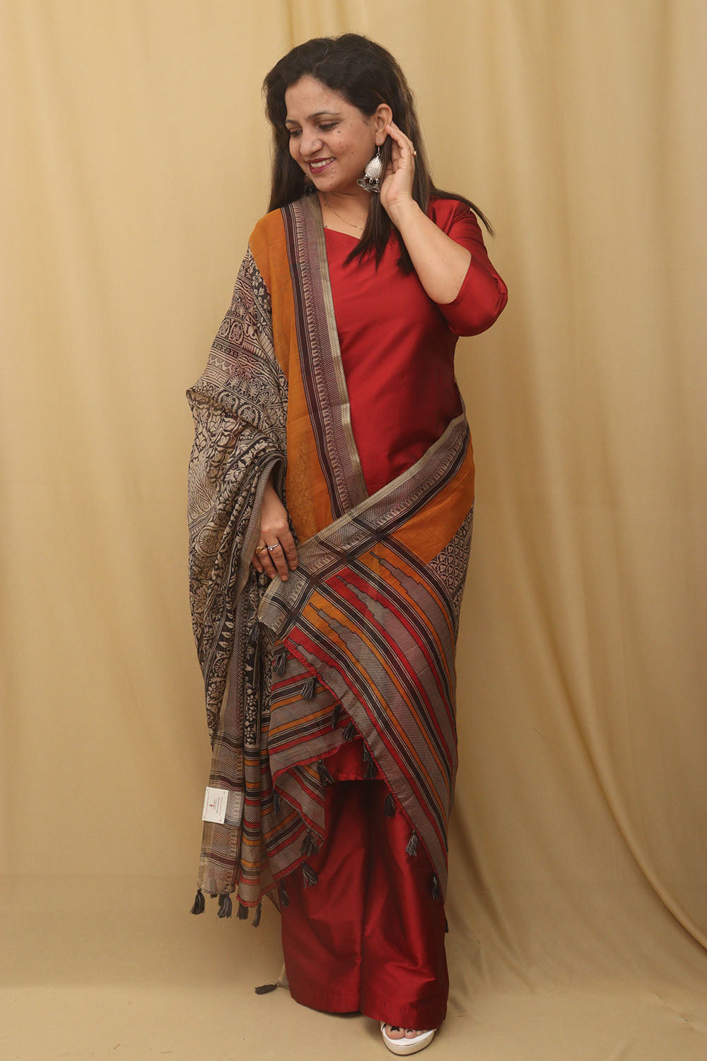 Vibrant Multicolor Block Printed Chanderi Silk Dupatta: A Kaleidoscope of Style - Luxurion World
