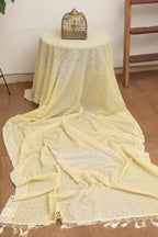 Yellow Embroidered Chikankari Georgette Dupatta - Luxurion World
