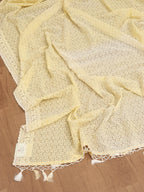 Yellow Embroidered Chikankari Georgette Dupatta - Luxurion World
