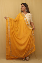 Yellow Gota Patti Chiffon Dupatta - Ethnic Elegance - Luxurion World