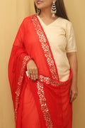 Stunning Red Gota Patti Chiffon Dupatta - Luxurion World