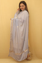 Grey Gota Patti Work Chiffon Dupatta - Luxurion World