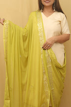 Green Gota Patti Work Chiffon Dupatta - Luxurion World