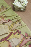 Yellow Pen Kalamkari Pure Silk Dupatta - Luxurion World