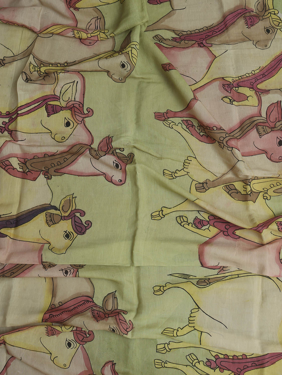 Yellow Pen Kalamkari Pure Silk Dupatta - Luxurion World