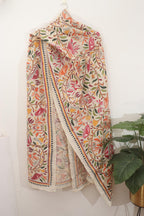 Pastel Kantha Silk Dupatta: Hand-Embroidered Elegance - Luxurion World