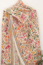 Pastel Kantha Silk Dupatta: Hand-Embroidered Elegance - Luxurion World