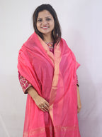 Stylish Pink Maheshwari Handloom Silk Cotton Dupatta - Perfect Accessory! - Luxurion World