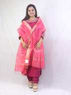 Stylish Pink Maheshwari Handloom Silk Cotton Dupatta - Perfect Accessory! - Luxurion World