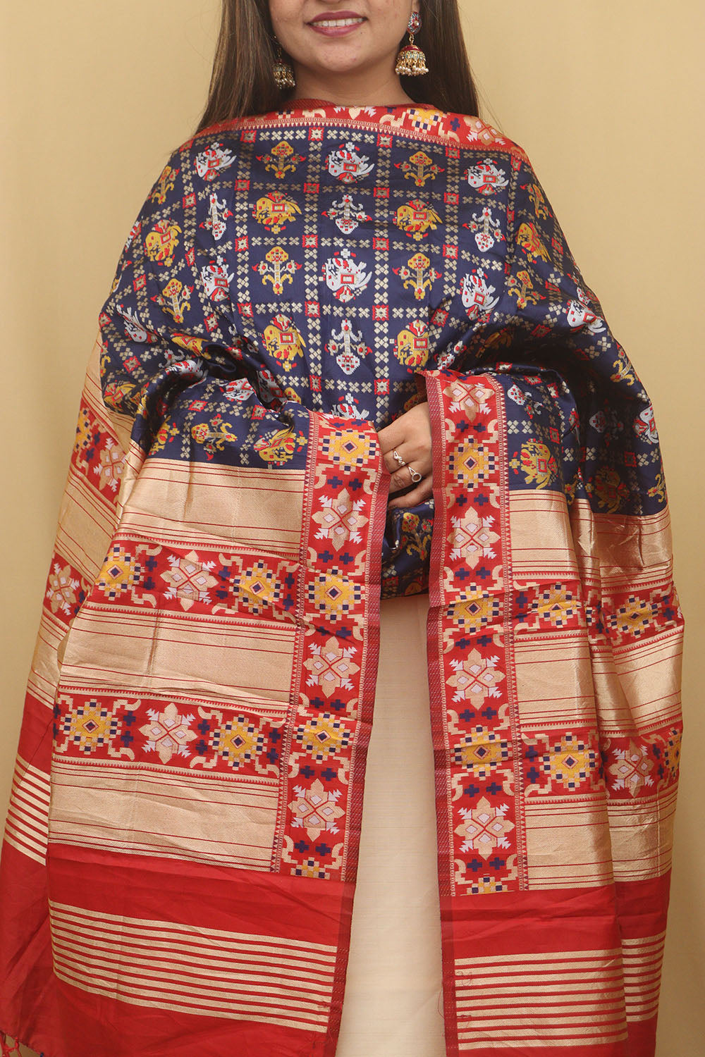 Timeless Blue Patola Silk Dupatta: Stunning Fashion Accessory - Luxurion World