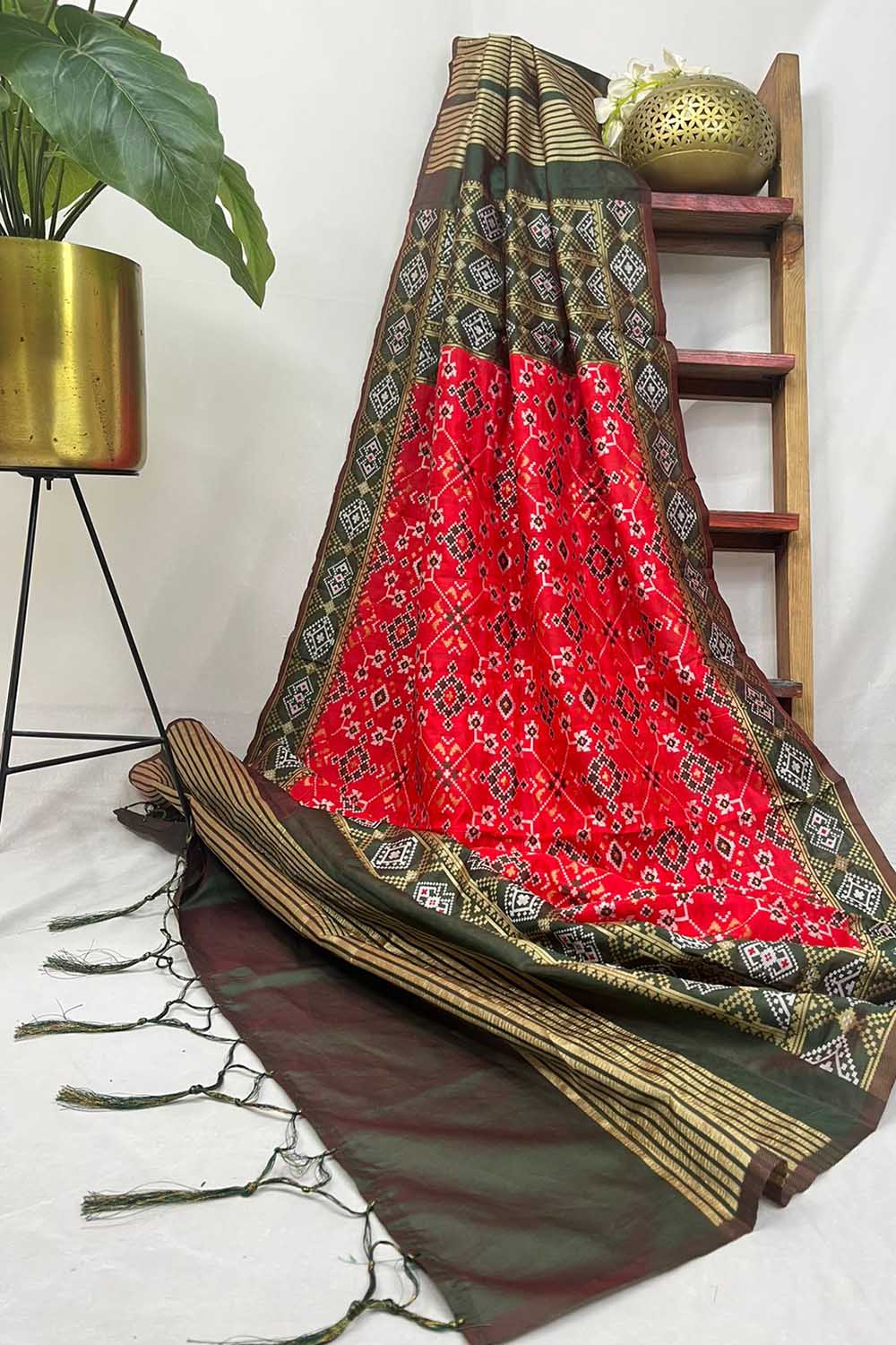 Elegant Red Patola Silk Dupatta - Luxurion World