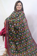 Stunning Multicolor Phulkari Chanderi Silk Dupatta with Intricate Embroidery - Luxurion World
