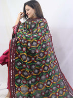 Stunning Multicolor Phulkari Chanderi Silk Dupatta with Intricate Embroidery - Luxurion World
