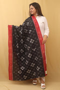 Black Handloom Sambalpuri Ikat Pure Cotton Dupatta - Luxurion World