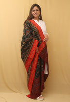 Green Handloom Sambalpuri Ikat Pure Cotton Dupatta - Luxurion World