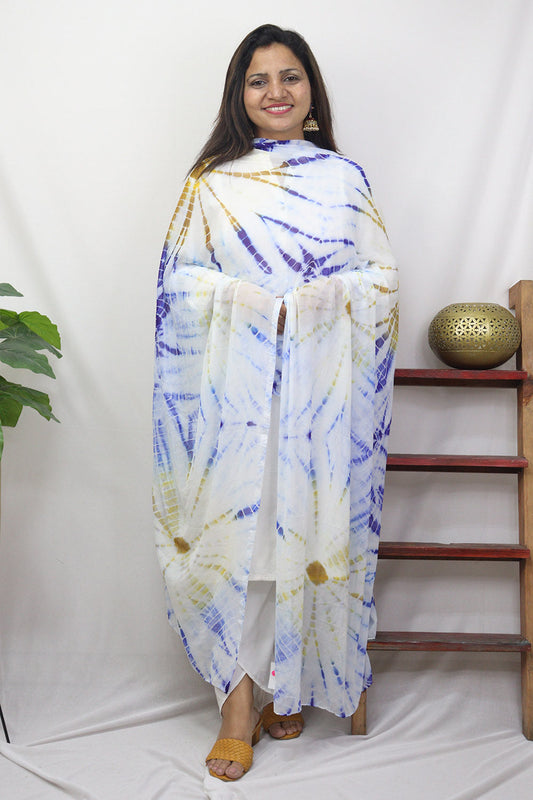 Multicolor Tie And Dye Chiffon Dupatta - Luxurion World