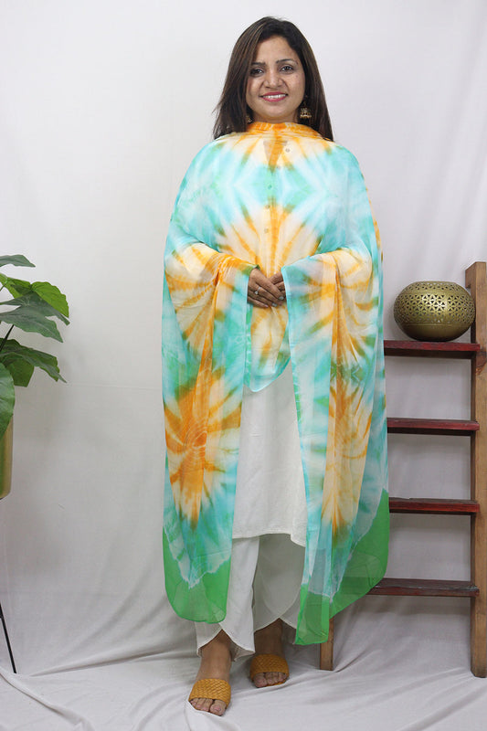 Multicolor Tie And Dye Chiffon Dupatta - Luxurion World