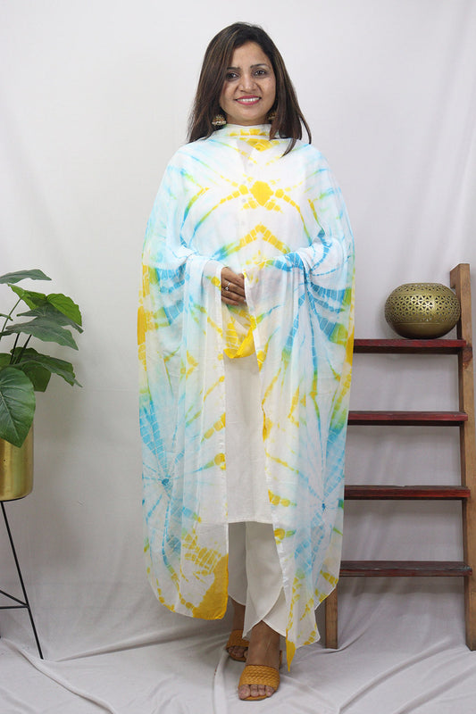 Multicolor Tie And Dye Chiffon Dupatta - Luxurion World