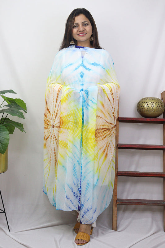 Multicolor Tie And Dye Chiffon Dupatta - Luxurion World
