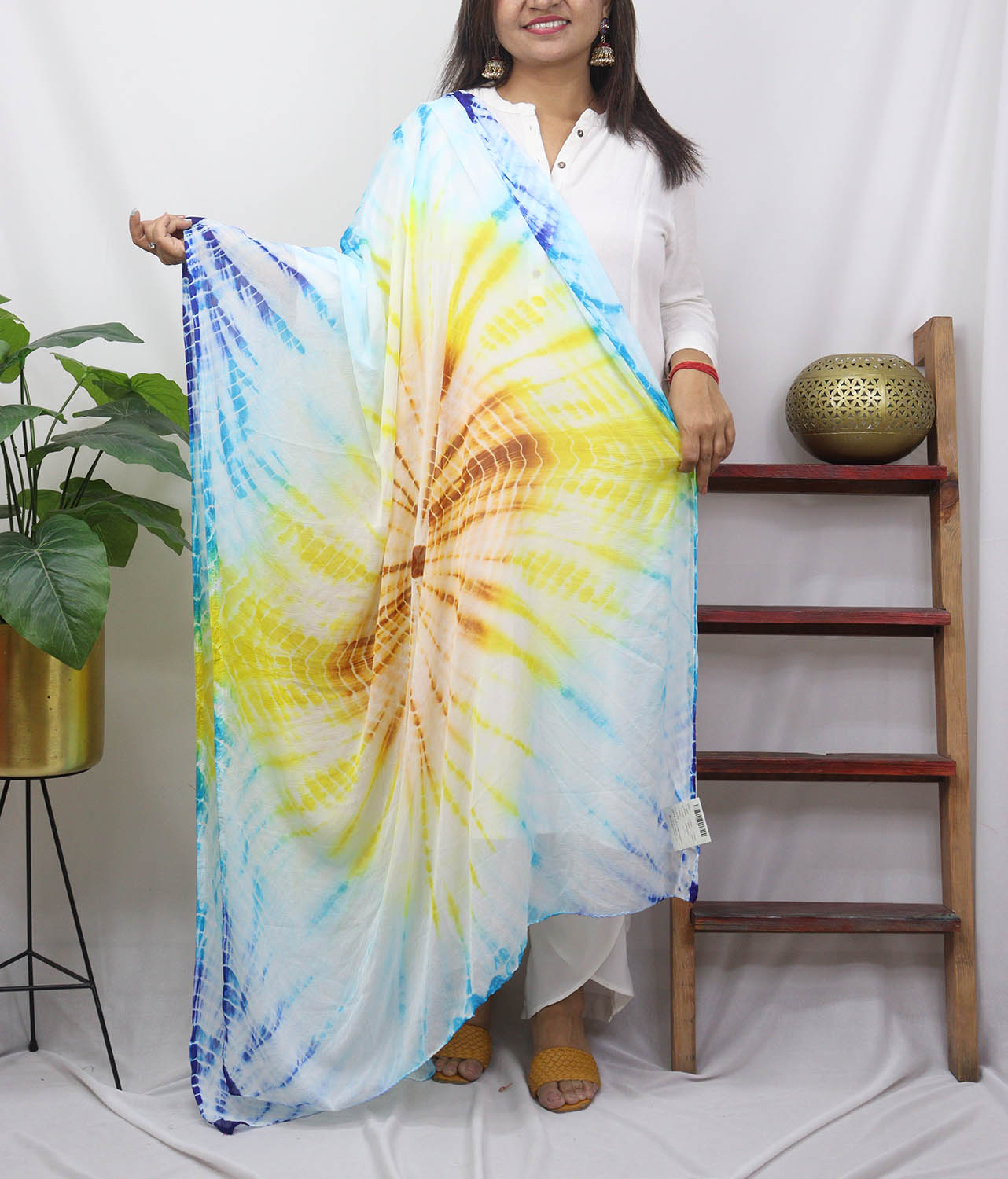 Multicolor Tie And Dye Chiffon Dupatta - Luxurion World