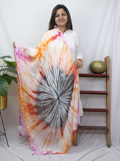 Multicolor Tie And Dye Chiffon Dupatta - Luxurion World
