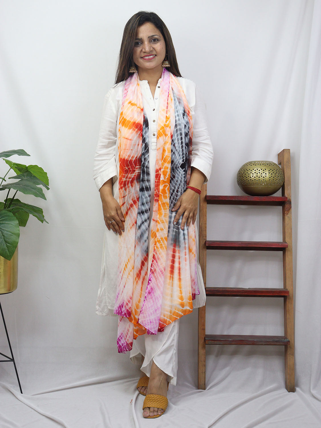Multicolor Tie And Dye Chiffon Dupatta - Luxurion World