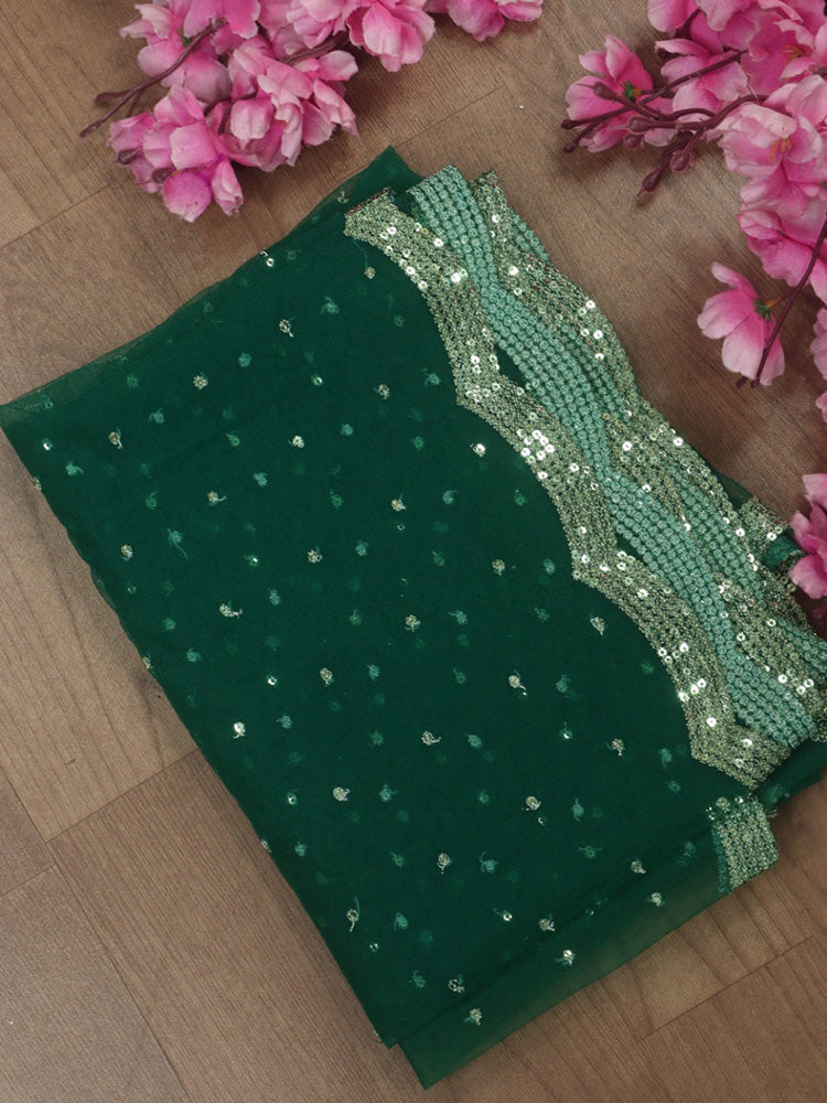 Green Trendy Net Sequins Work Dupatta - Luxurion World