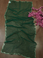 Green Trendy Net Sequins Work Dupatta - Luxurion World